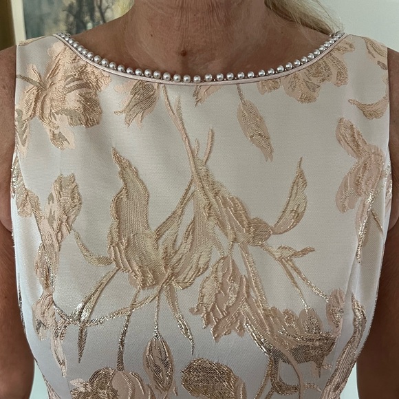 Adrianna Papell High Low Dress in Cream and Tan - Picture 5 of 6